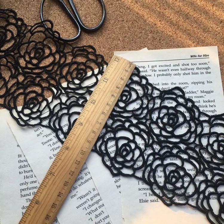 10CM Wide Elegant Black Cotton Polyester Embroidered Flowers Fabric Ribbon Lace Collar Neckline Trim Wedding Gifts DIY Crafts