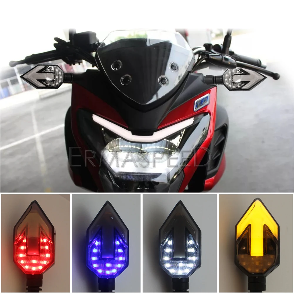 Arrow Shape Sequential Amber Led Turn Signals Motorcycle Indicator Blinker Daytime Running Front Rear Tail Lights Accessories