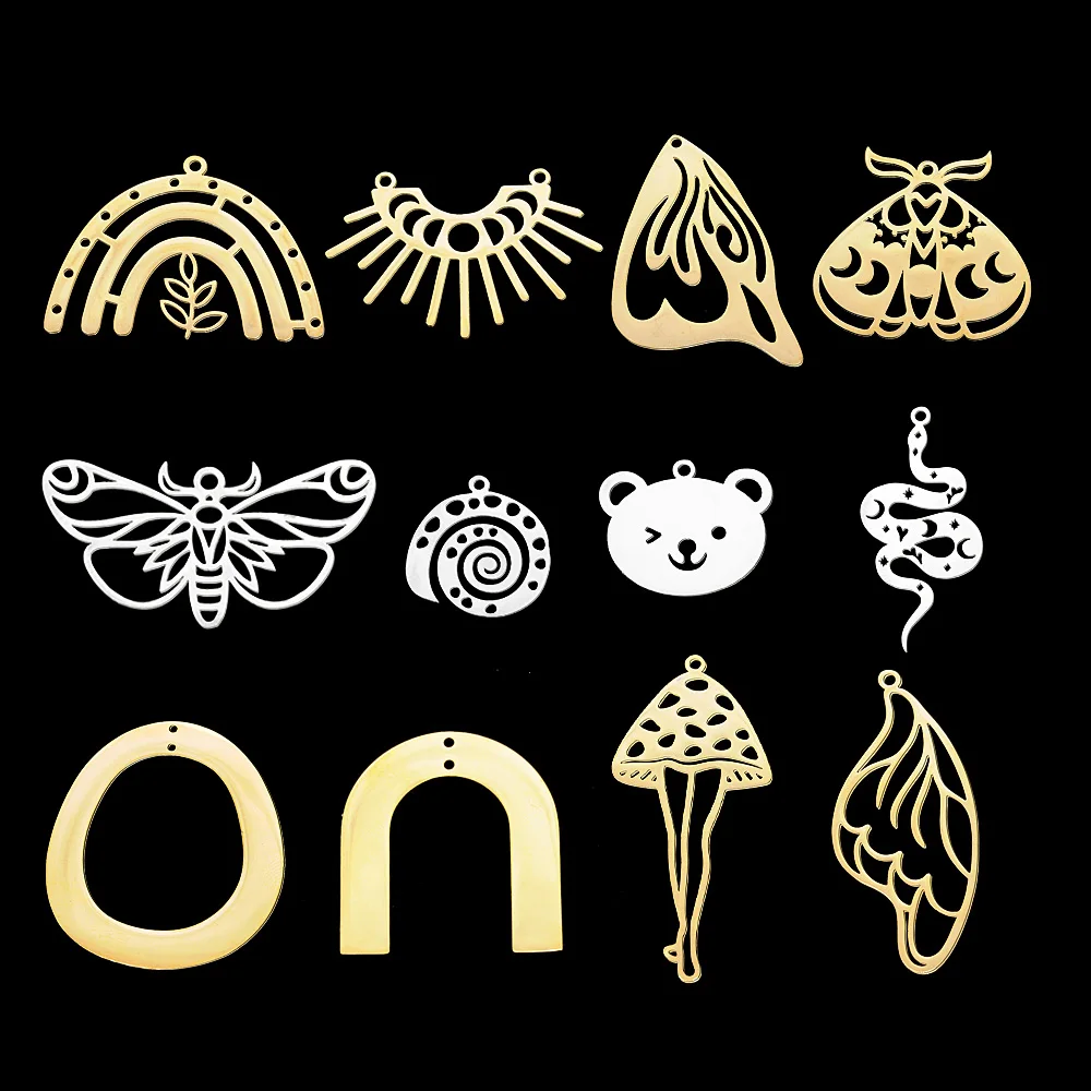 Lot de 10 pendentifs breloques en acier inoxydable 316 (oiseau, serpent, ours) pour colliers, vente en gros, breloques animaux (méduse) pour la fabrication de bijoux DIY