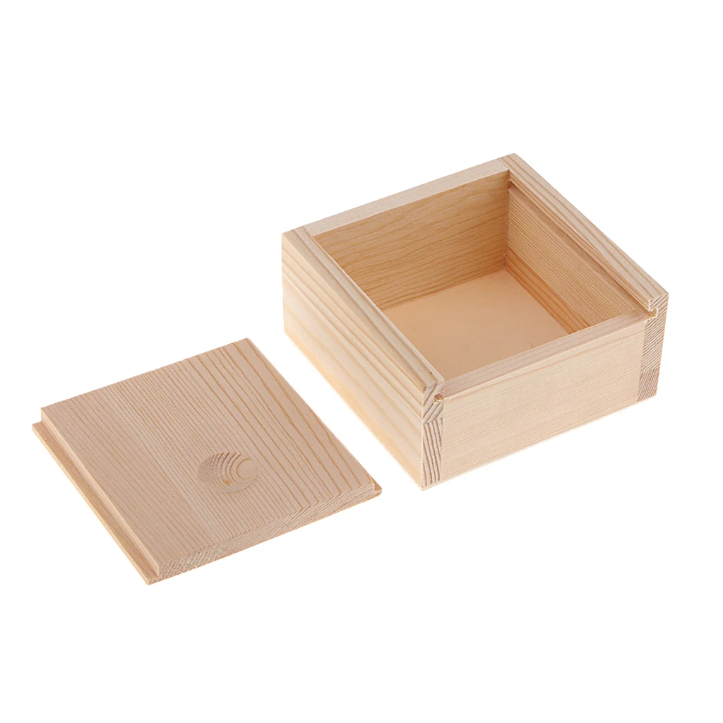 Plain Unpainted Wooden Box,Tea Storage Box,Jewelry Box,Home Organizer Case Push And Pull Lid