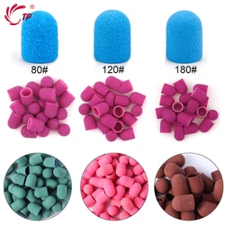 5/10/20pcs Nail Sanding Caps Bands With Rubber Drill Bits Mill Grinding Sand Cap Pedicure Files for Electric Manicure Nail Tools