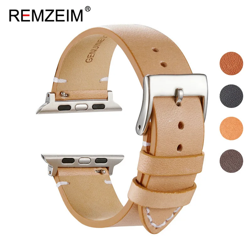 Genuine Leather Strap for Apple Watch Ultra 8 7 SE 6 5 4 3 2 1 Watchband 38 40 41 42 44 45 49mm Men Women Watch Accessory