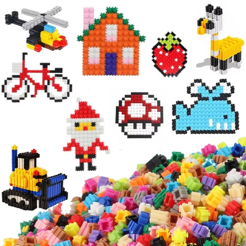 500 Pcs Mini Kids Building Blocks Children Puzzle Assemble Cartoon Building Blocks Early Educational Toys Creative DIY Toys