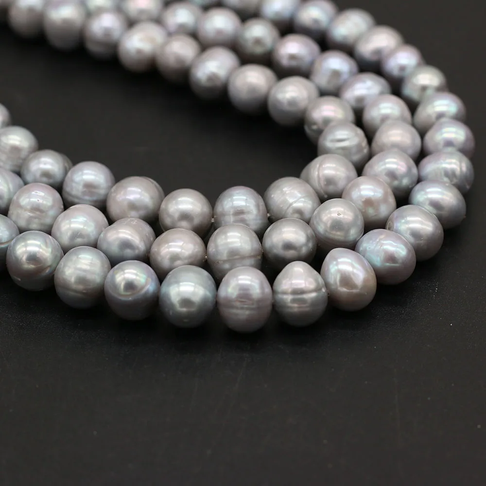 100%Natural Freshwater Grey Pearl Oval Loose Pearls Beads For Jewelry Making DIY Charms Bracelet Necklace Earring Accessories