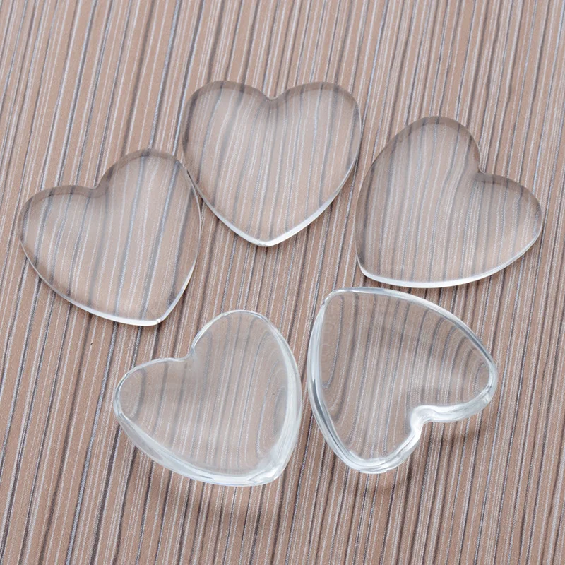 8/10/12/16/18/20/25/30/40mm Heart Shape Flat Back Glass Cabochon Transparent Clear Crystal Cabochon Cameo For Diy Jewelry Making