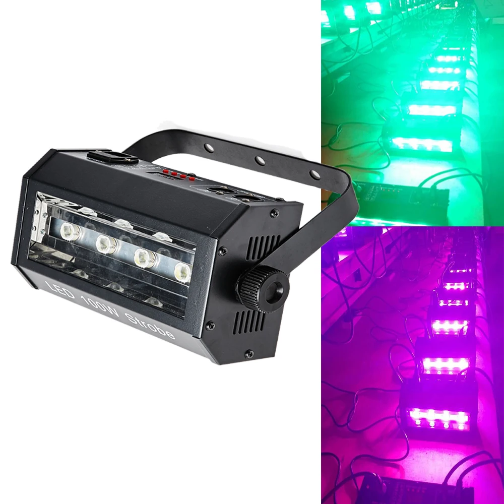 LED 100W DMX 512 RGB Stroboscope Disco Lights Professional Stage Music Equipment Dj Flash White Light