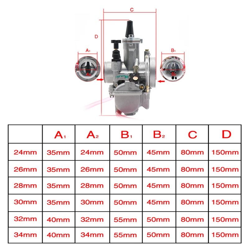 ZSDTRP-PWK24/26/28/30/32/34 Carb Racing Carburetor For Mikuni Carb Part 125cc to 250cc Scooters With Power Jet Motorcycle ATV