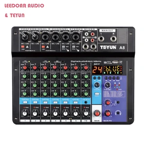 Teyun-DJ Sound Mixture table console, audio mixer, bluetooth, USB Play, recording controller, console mix, 24 DSP effect, 8 6 4 channels, 48V 12 Main DJ Controller Sales - №8