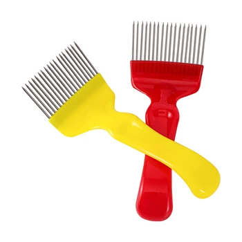 양봉 도구 꿀벌 꿀 포크 스트레이트 바늘, 언캐핑 포크 핸들, 스테인레스 스틸 꿀 스파 레이크 삽 빗, 18 핀 