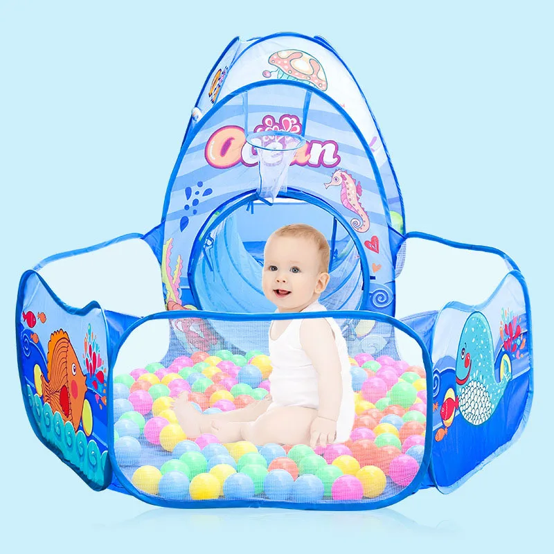 3ใน1เด็กสระว่ายน้ำเด็กบอลลูน Playpen แบบพกพาเต็นท์เด็กบอล Pit Crawling อุโมงค์เด็กสนามเด็กเล่นลาน Rooom สระว่ายน้ำของขวัญ