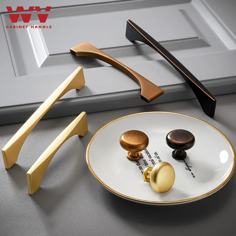 WV Kitchen Cabinet Handles 128mm Black Bronze Zinc Alloy Cupboard Door Pulls and Knobs Drawer Furniture Handle Hardware 9009