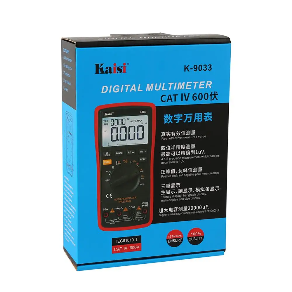 Kaisi K-890/K-9033 المنزلية التلقائي المدى عالية الدقة الرقمية المتعدد اختبار درجة الحرارة مع حماية مضادة للحرق