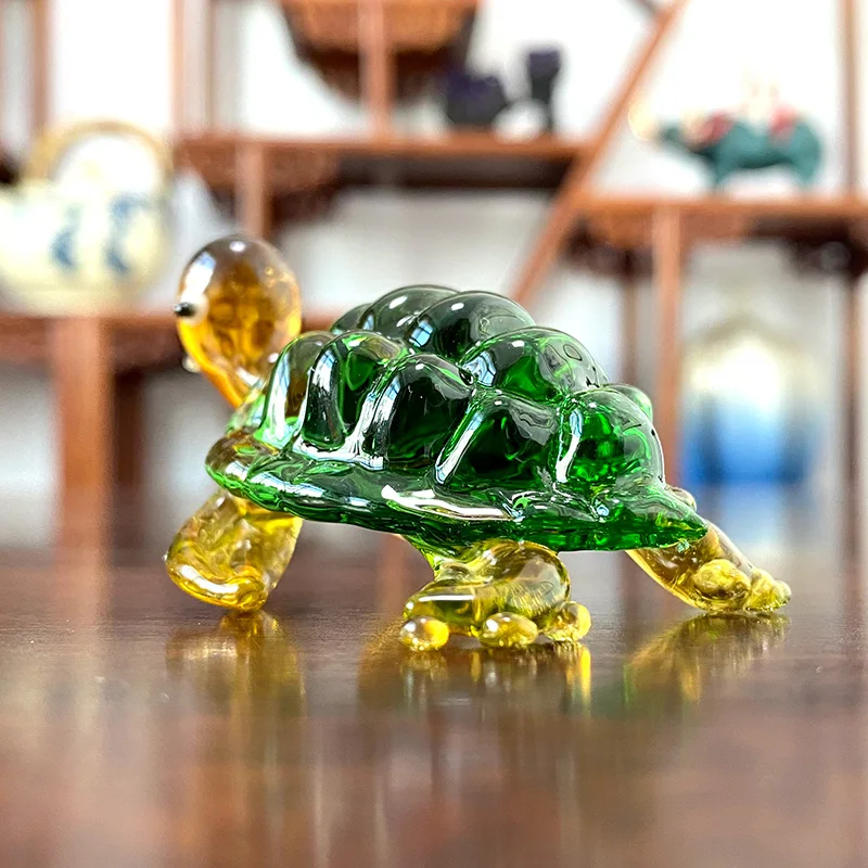 Mund geblasenes Glas Meeres schildkröte Figur handgemachte Kristall niedlichen Tier Handwerk Aquarium mit Ornament Miniaturen Wohnkultur