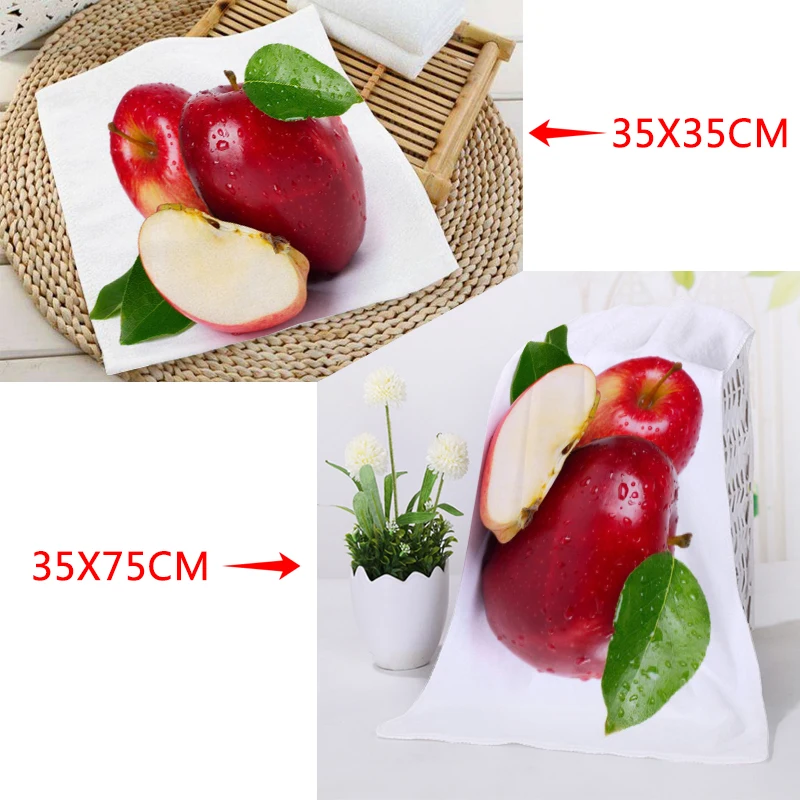 New Fruit Red Apple Towels Size 35x35cm 35x75cm Square rectangle Towels Printing Cotton Face Towel Fabric Custom logo