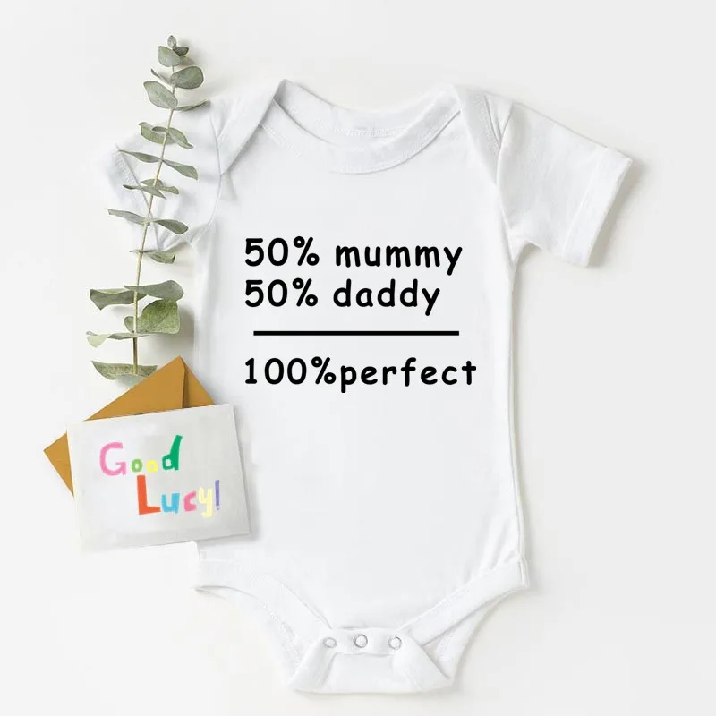 

Cute Bodysuit for Babies Newborn Baby Summer Clothes Mummy Daddy Perfect Cotton Infant Girls Costume Children Jumpsuits 0-24M