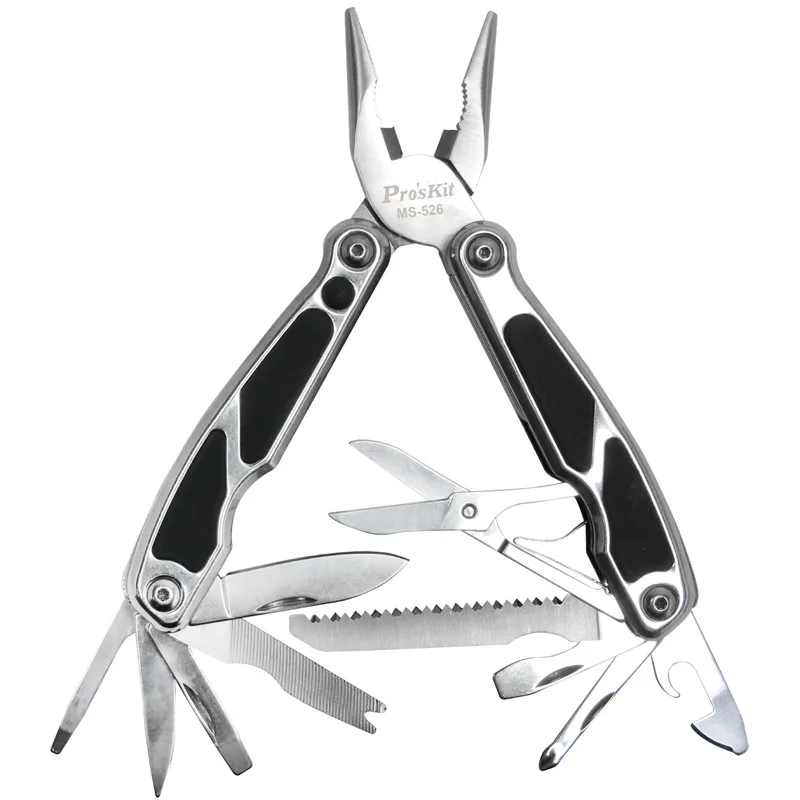 

MS-526 12-in-1 stainless steel universal tool set pliers screwdriver scissors serrated knife LED light can opener