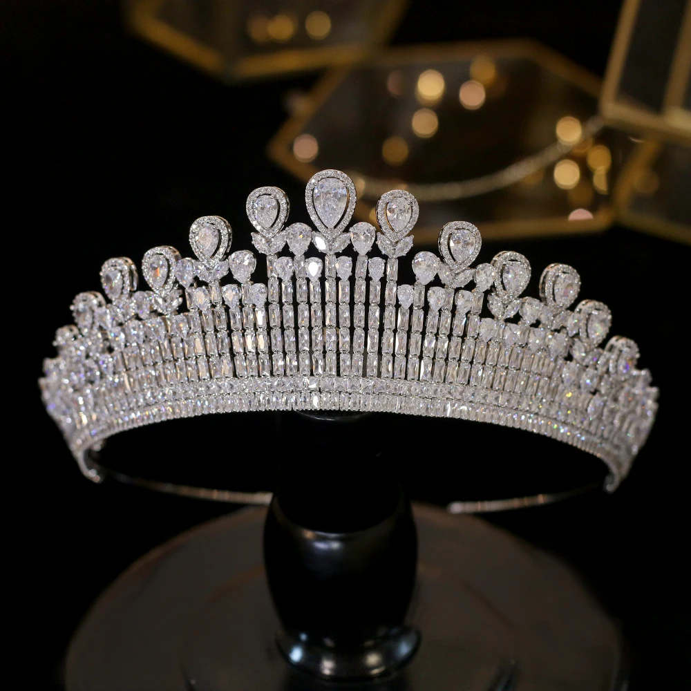 

High quality European bride crown tiara silver plated crystal queen tiara wedding hair accessories