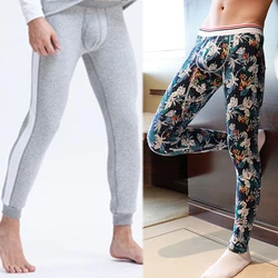 Männer Schlafen Bottoms Winter Hosen Männer Lange Warme Baumwolle Thich Plus Samt Legging Thermische Hosen Leggings