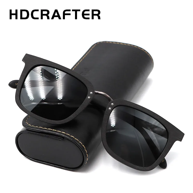 

HDCRAFTER 2021 Mens Pilot Sunglasses Polarized Wood Mirror Lens Sun Glasses Women Brand Design Square Goggles Oculos de sol