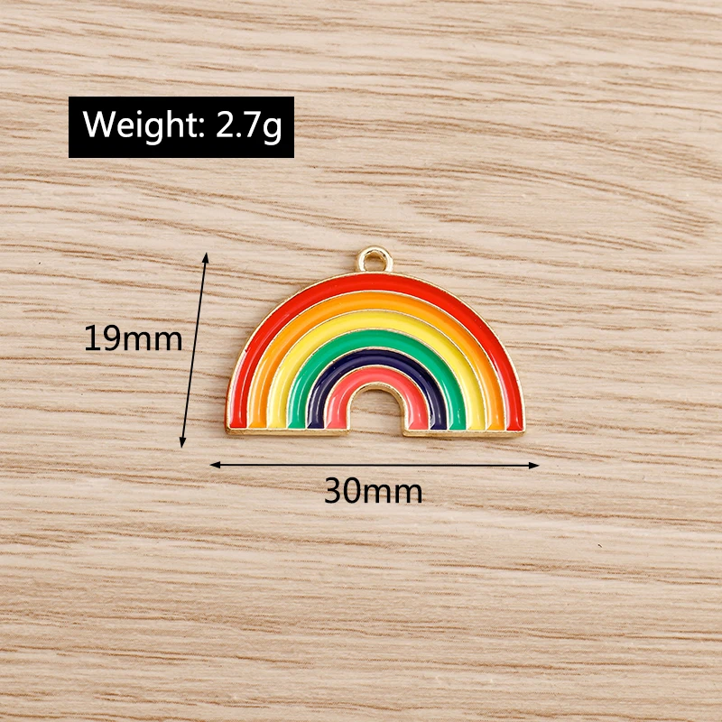 10 Stück niedliche, bunte Regenbogen-Anhänger aus Harz zum Basteln von Ohrringen, Halsketten, DIY-Schlüsselanhängern und Schmuckzubehör – Detail 6