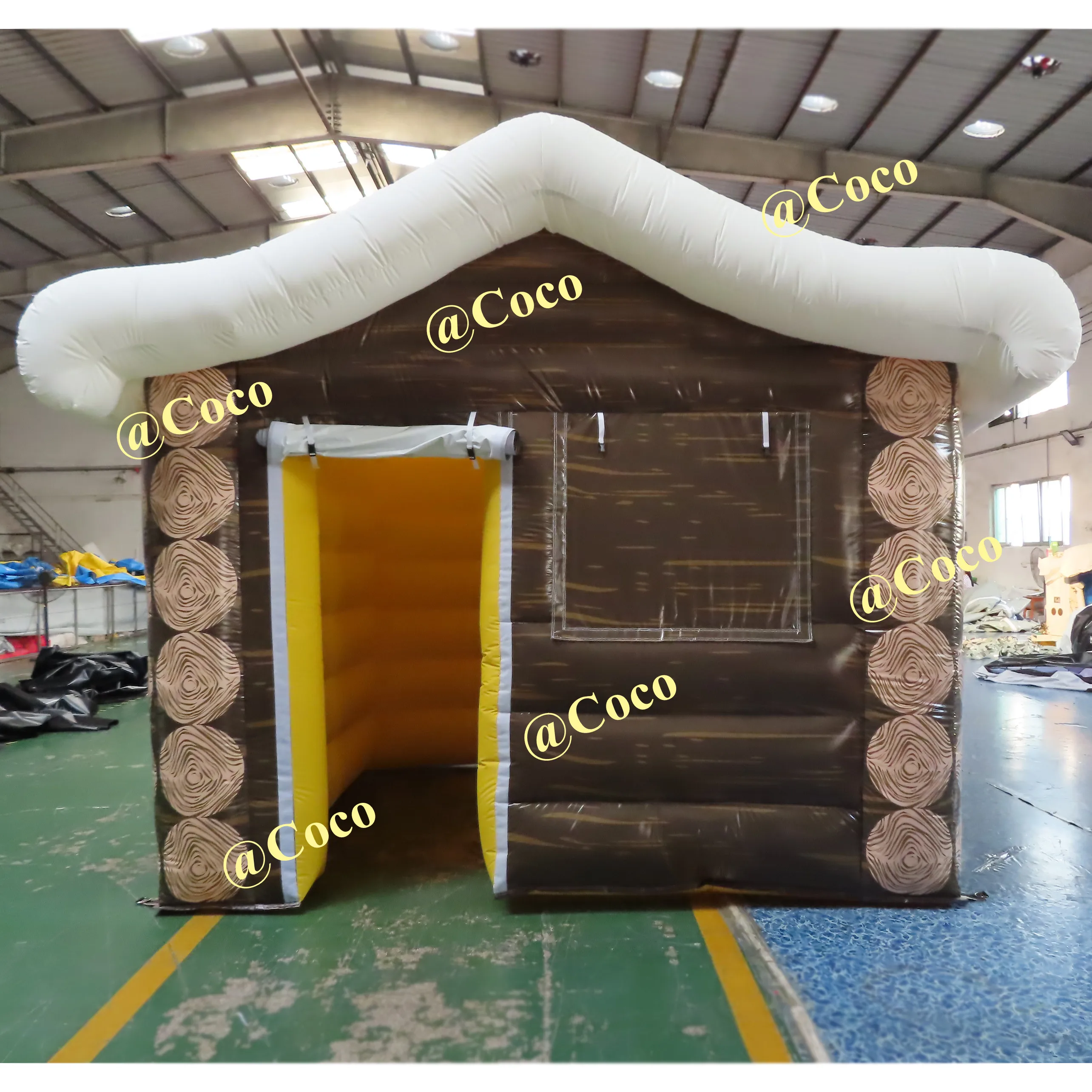 

Free air ship to door,3x3x2.5m high pvc inflatable winter Santa Grotto christmas inflatable santa house cabin for sale