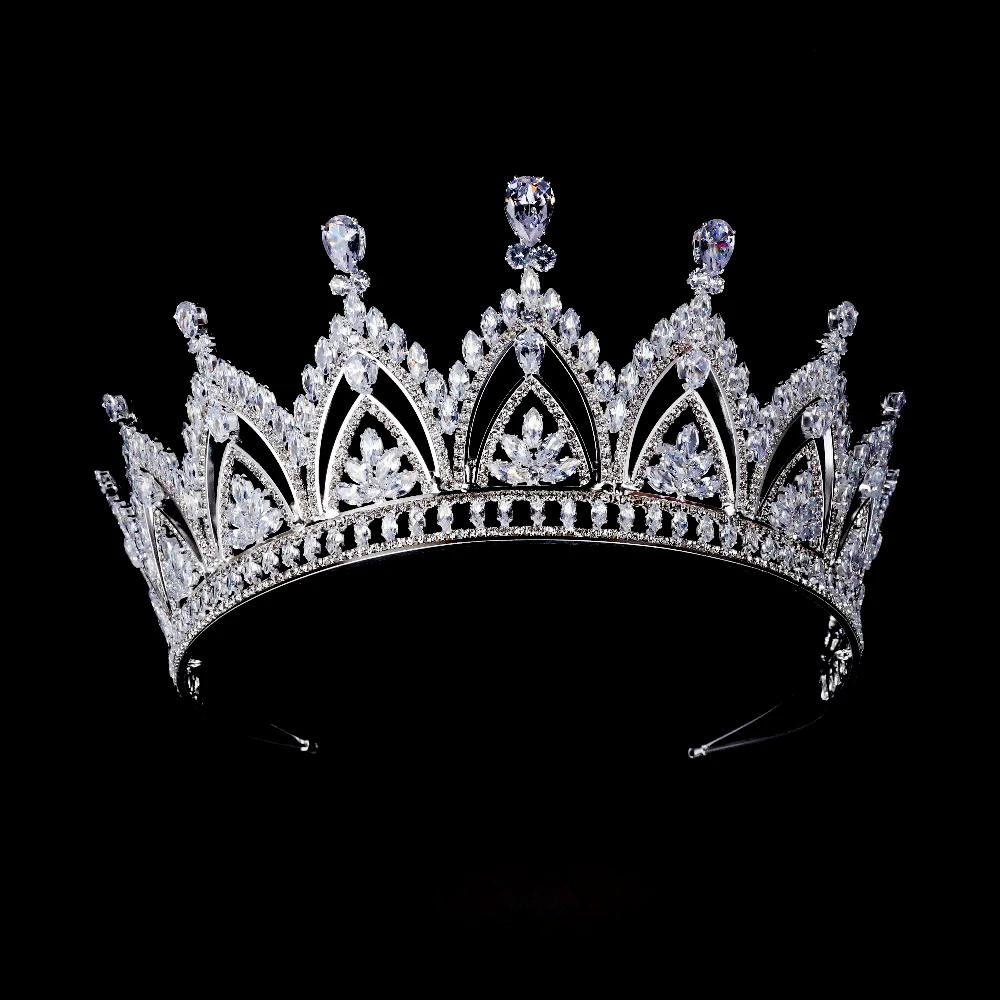 

Cubic Zirconia Tiaras Women Crystal Queen Crown Elegant Bride Diadema Wedding Hair Accessories for Birthday Pageant Prom Party