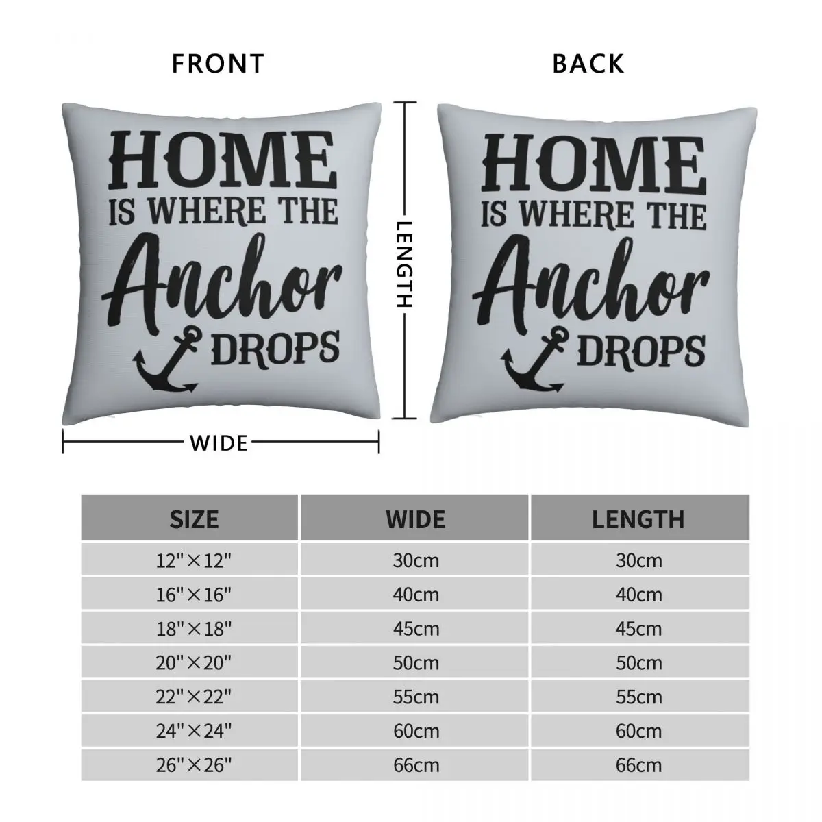 Home is Where The Anchor Drops Square Pillowcase Polyester Linen Velvet Creative Zip Decor Throw Pillow Case Room Cushion Cover