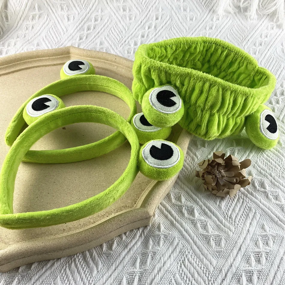 2021New Soft Funny Frog Makeup Headband For Women Elastic skincare Hair Bands Girls Cute Green Ears Hairband Fashion Accessories