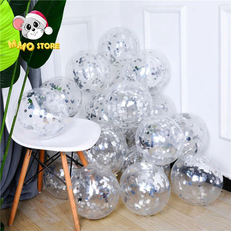 12Inch Silver Sequin Transparent Balloons Confetti Helium Baloons Party Decoration Ballons Birthday Wedding Balloons Sequins