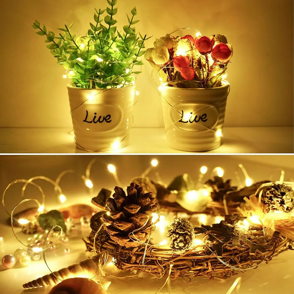 1M LED Waterproof Copper Wire Light String Wedding Christmas Party Outdoor Light String Bedroom Decoration Light Battery Powered