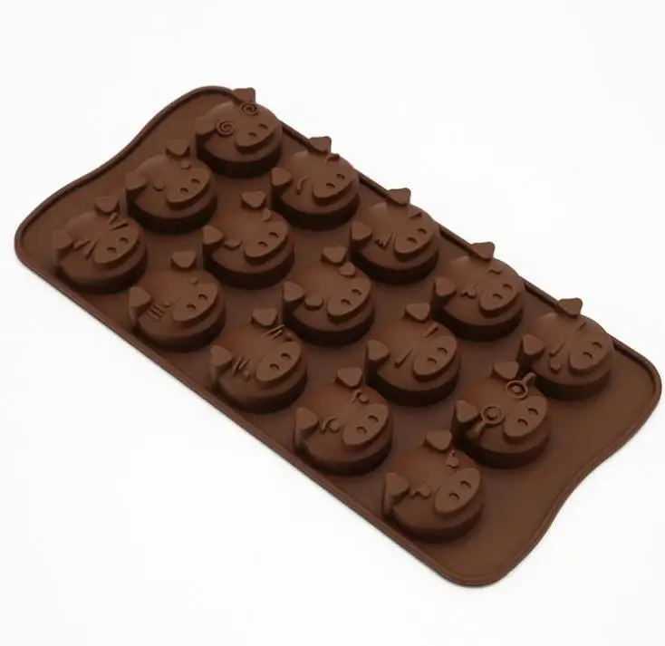 15 Holes Funny Pig Animal Silicone Mold Fondant Chocolate Kitchen Mould Silicone Chocolate Cookies Cake Soap Candy Diy Mold