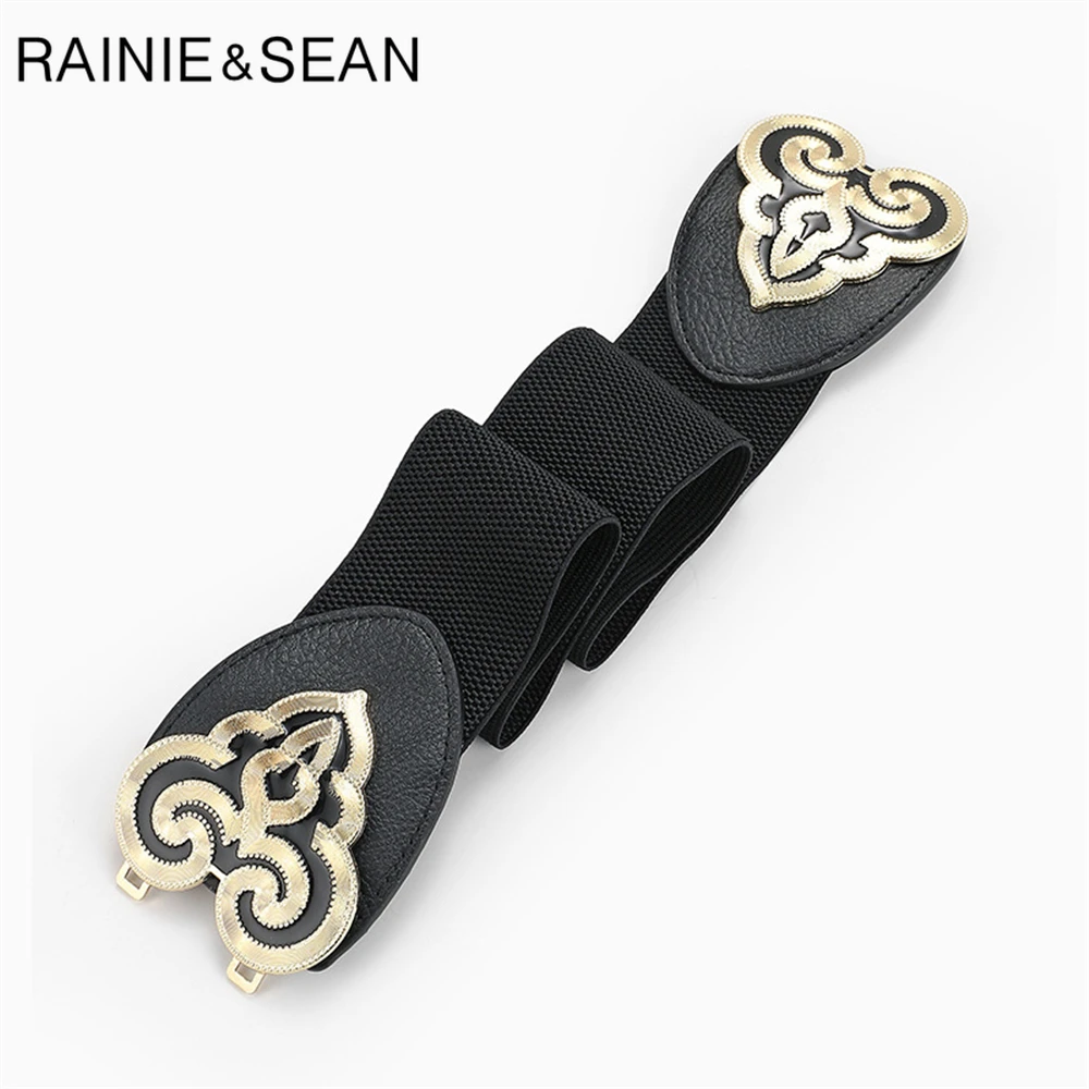 RAINIE SEAN Cummerbunds Female Elastic Women Waist Belt Studded Wide Women\'S Belts Vintage Stretchy Ladies Dress Waistbands