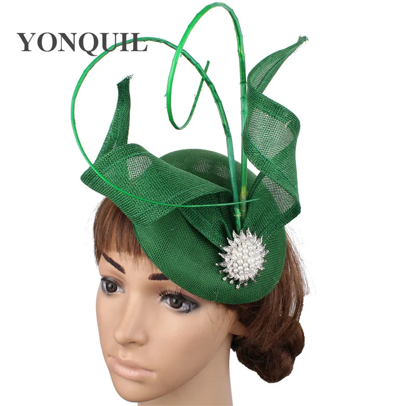 Frauen Frühling Licht Blau Fascinator Cocktail Hut Haarbänder Mesh Kopfstück Nachahmung Sinamay Mode Damen Elegante Zubehör – Detail 12