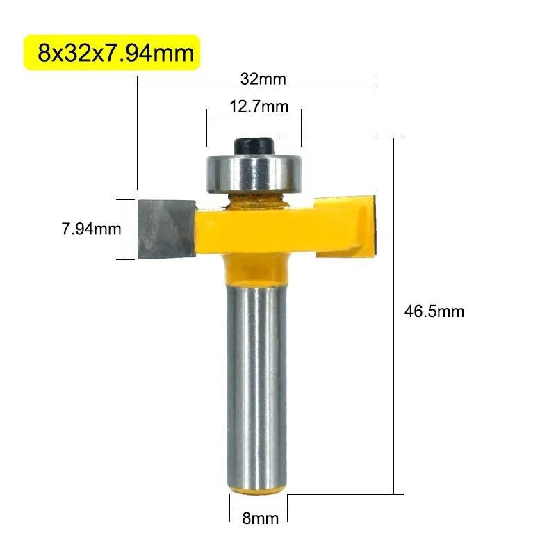 Lavie 1pc 8mm Shank T-Sloting Router Bit Bit with Bearing Wood Slot Milling Cutter T Type Rabbeting Woodwork Tool for Wood