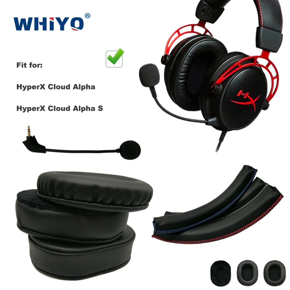 Velvet Leather Replacement Parts for HyperX Cloud Alpha, S Headset Ear Pads Microphone Bumper Mic Headband Earmuff