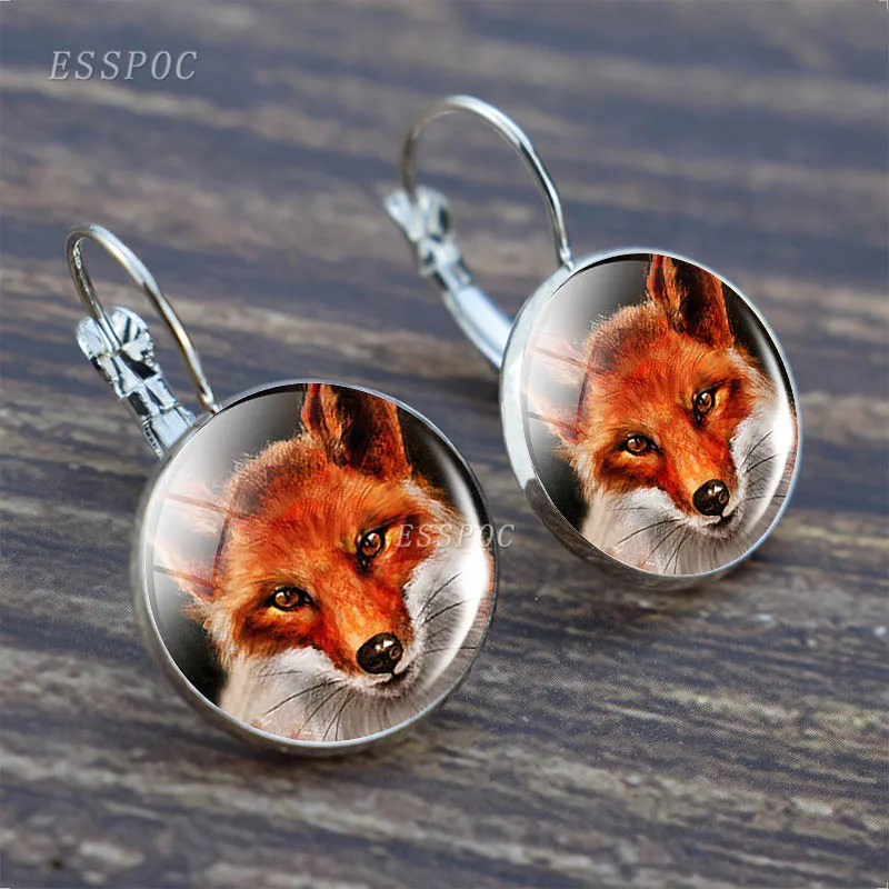 Red Fox Hook Earrings Wildlife Fox Earring Buckle Animal Pattern Hook Earrings Gift Earrings For Women