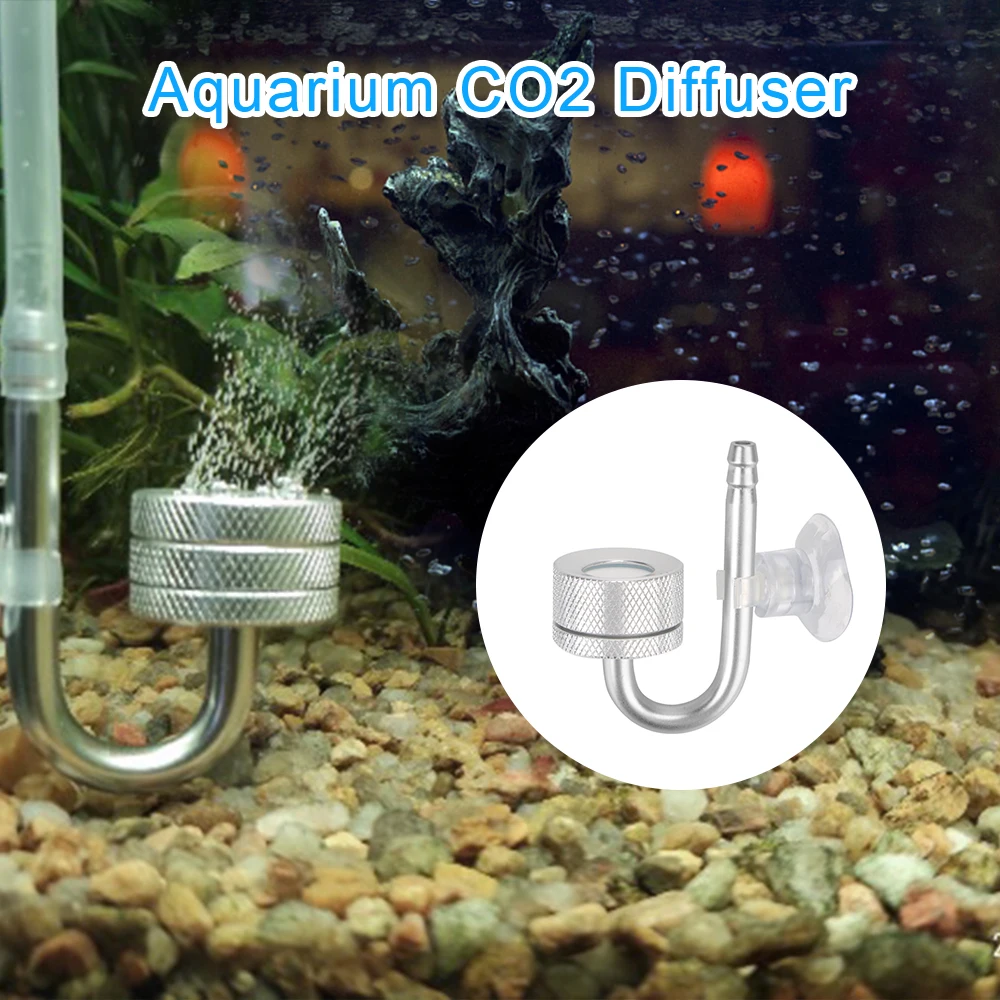 For Aquatic Plant Growth Fish Tank Bubble Atomizer Aquarium CO2 Diffuser CO2 Generato Silver With Suction Cup