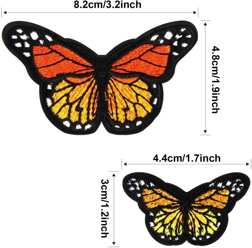 10PCS Monarch Butterfly Iron on Patch, 2 Size ricamato Sew Applique riparazione Patch per vestiti Jeans scarpe borse cappelli fai da te