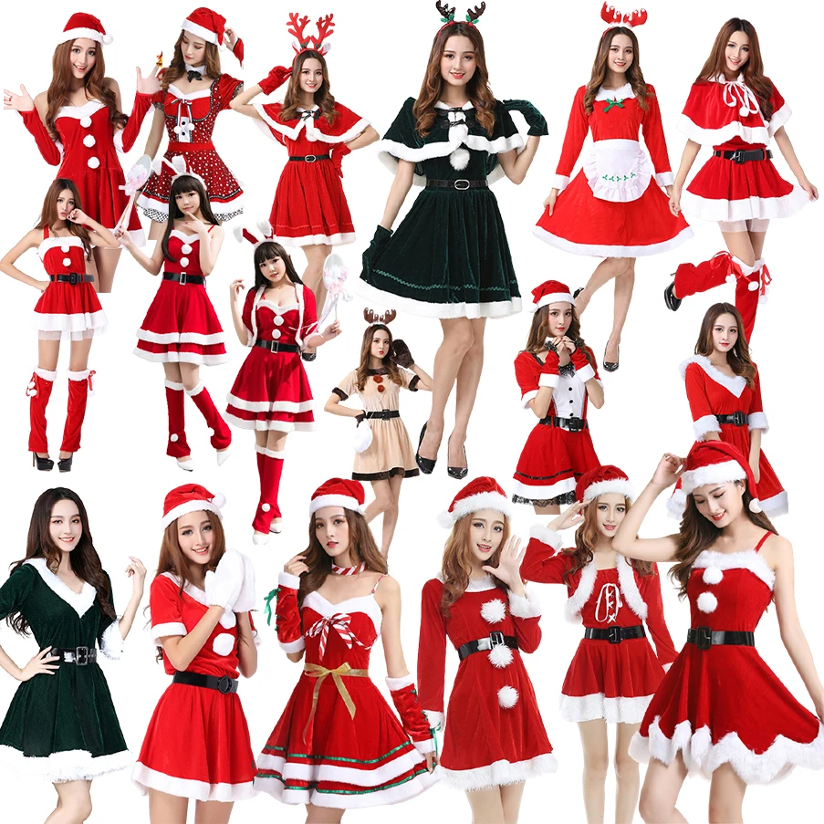 

Women Adult Christmas Dress New Year 2023 Hallowen Cosplay Xmas Costumes Women Evening Party Clothes Winter Dresses Costume Set