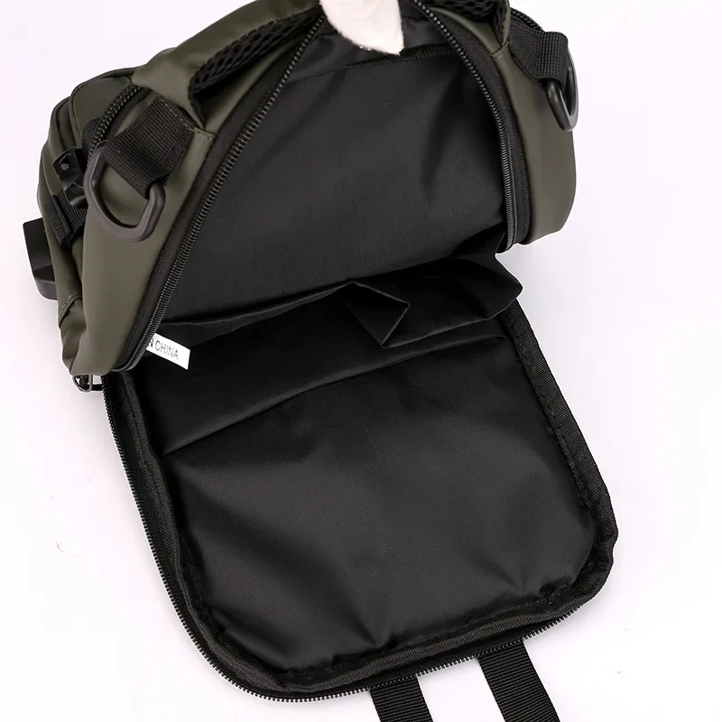 Mochila de nailon para hombre, bolso de hombro cruzado con puerto de carga USB, mochila de viaje para hombre, bolsa de mensajero para el pecho