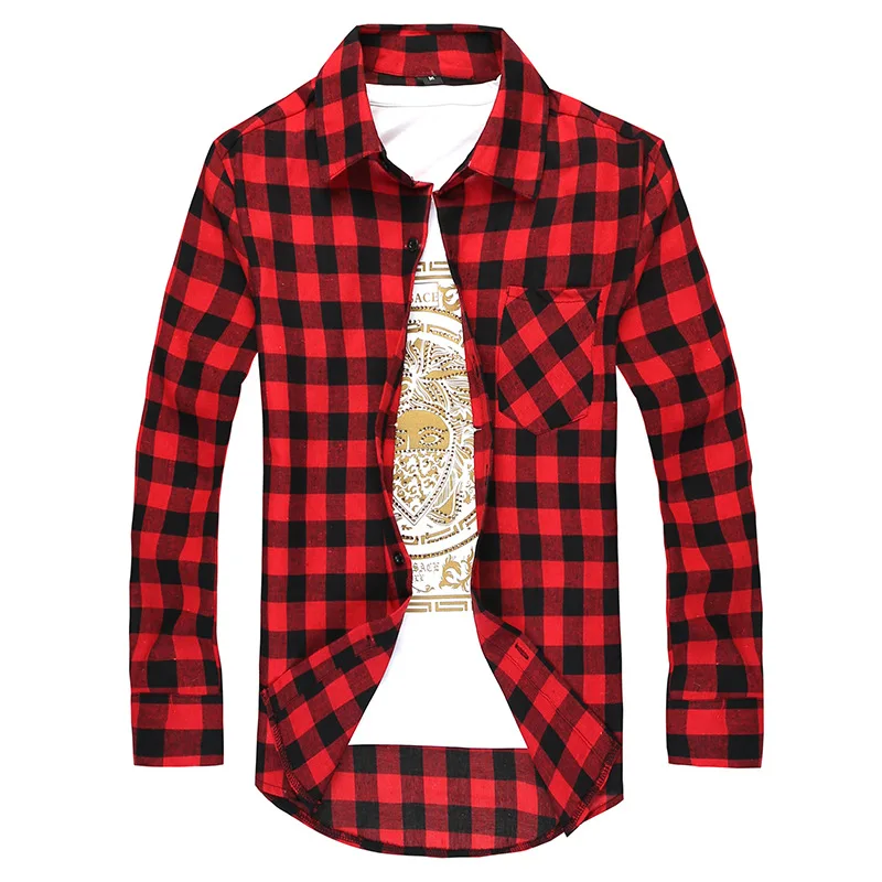 Men Plaid Shirt Camisas Social 2026 Autumn Men's Fashion Plaid Long-sleeved Shirt Male Button Down Casual Check Shirt