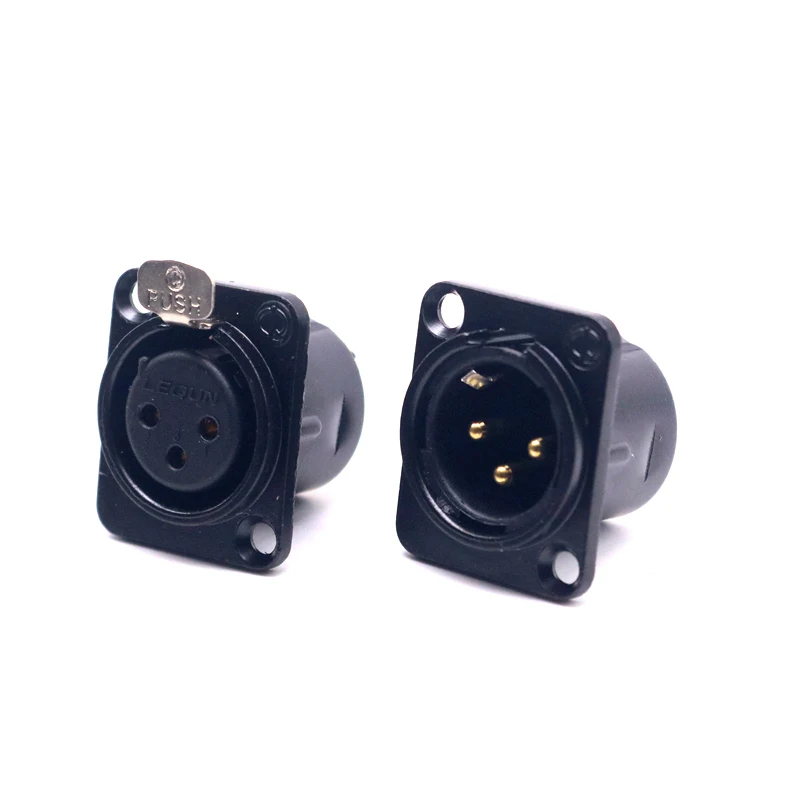 2 Stück Messing vergoldeter Stecker Hi-End XLR 3-Pin Stecker Chassis Panel Buchse für CD-Verstärker – Detail 7