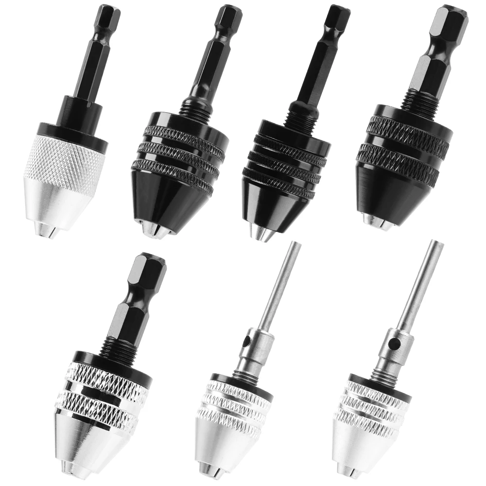 1PC Drill Chuck Keyless Shaft Chuck Clamp 0.3-8mm Electric Motor Shaft Mini Chuck Fixture 1/4 \'\'Hex Shank Hex Drill Bits Adapter