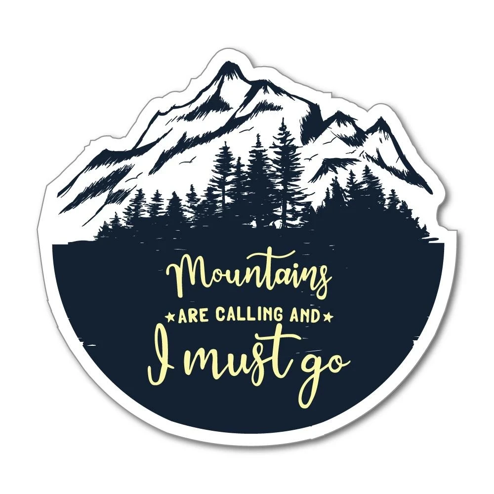 

S40829# Self-adhesive Decal Mountains Are Calling Must Go Car Sticker Waterproof Motorcycle Decors on Bumper Rear Window