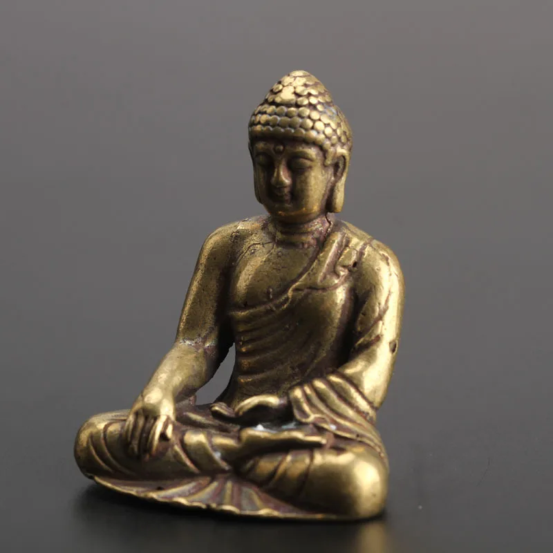 Solid Copper Amitabha Buddha Statue Home Decorations Brass Sculptures Vintage Living Room Office Desk Decor Miniature Figurine