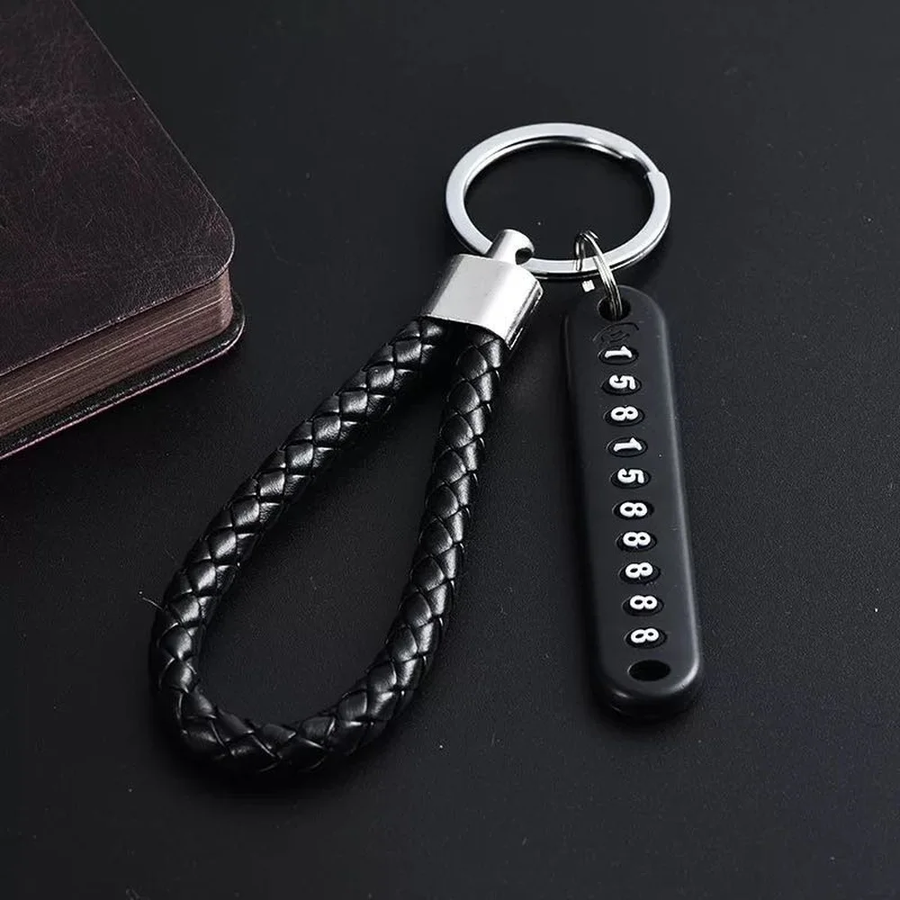 Pendant Keychain Gift for Husband Wife Car Key Ring Men Anti-Lost Auto Vehicle Number Plate Braided Rope Key Holder Accessorie