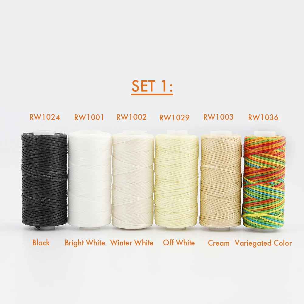 

Flat Waxed Sewing Line 0.8mm 150D 36Colors Polyester Waxed Thread for Leather waxed Cord for Leather Craft Hand Stitching 50M