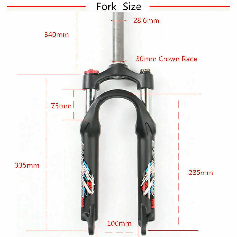 BUCKLOS 20" Folding/BMX/MTB Bike Suspension Fork 1-1/8" Threadless Disc Brake Bicycle Forks 9*100mm Quick Release E-Bike Fork