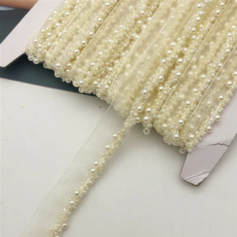 10yards Braid Beaded Chain Trim Mesh Lace Ribbon Fabric Applique Sewing DIY 0. 78\'\' Width