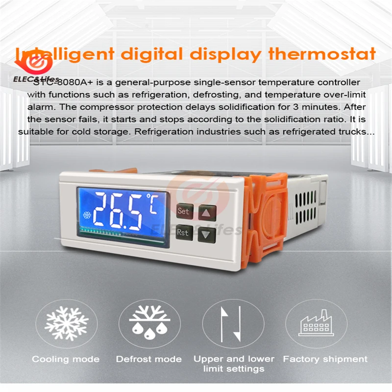 STC-8080A+ Digital Temperature Controller Thermostat Thermoregulator incubator Heating Cooling Replace STC-1000 12V 24V 110-220V